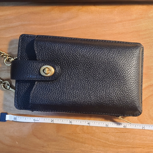 COACH Leather Turnlock Chain Phone Crossbody - Picture 6 of 9